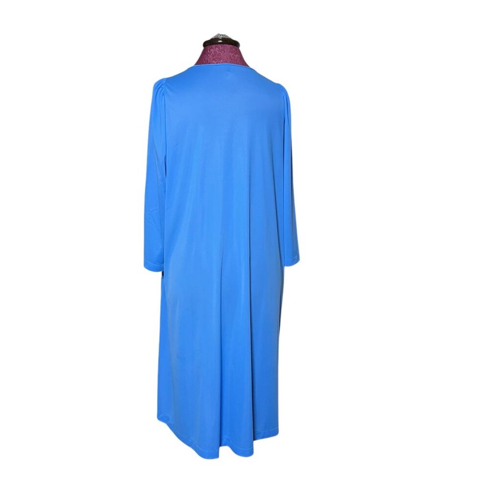 Shadowline Vintage Long Blue Button-Down Robe - Picture 6 of 8